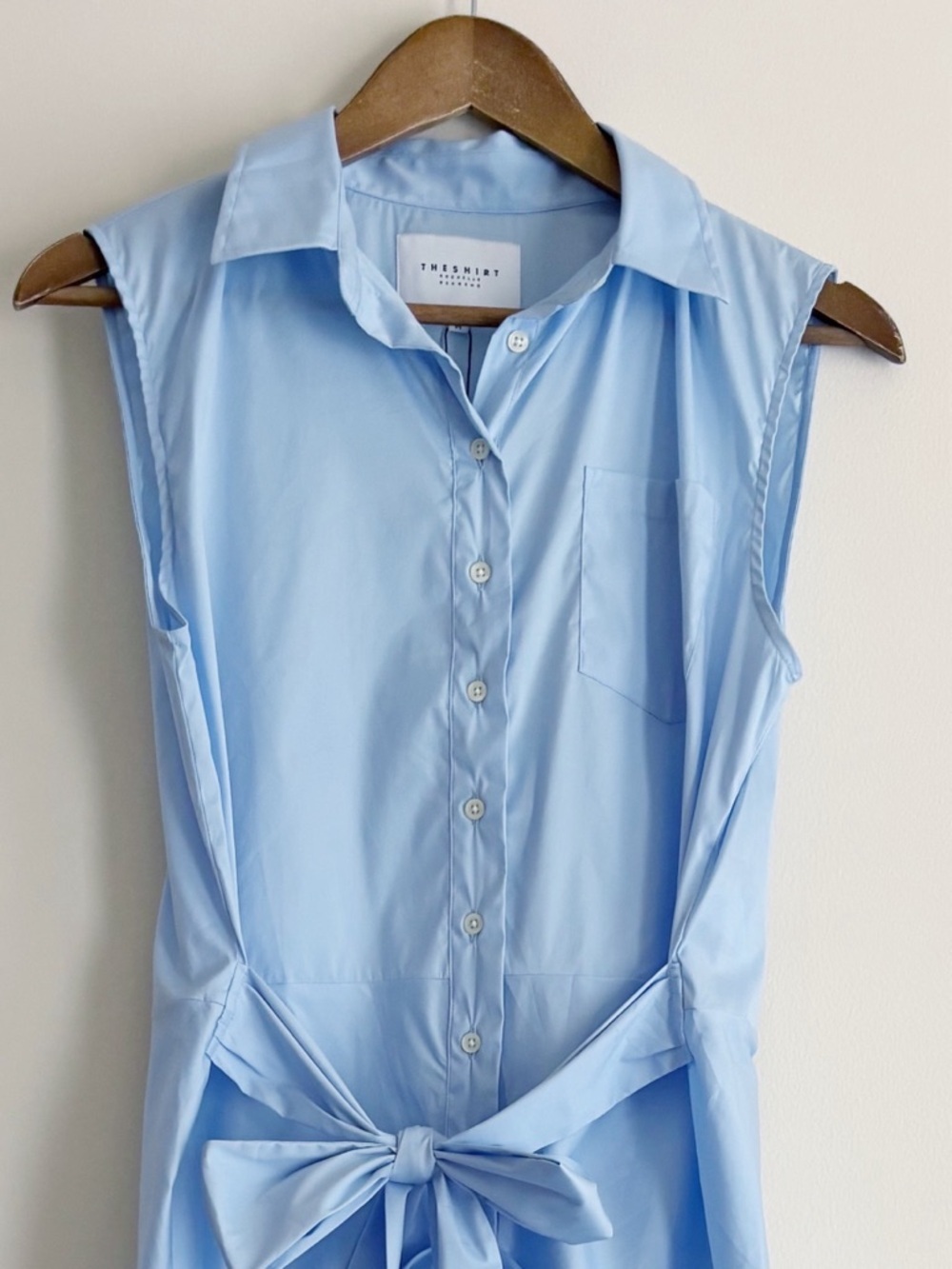 The Shirt by Rochelle Behrens Blue Sleeveless Wrap Front Dress Medium NEW NWT - Picture 3 of 8
